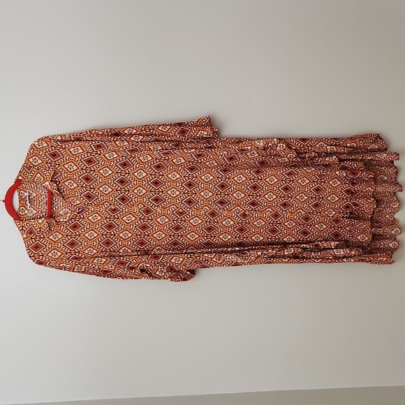 LAST QUEEN paris long sleeve dress abstract browns - Picture 3 of 15